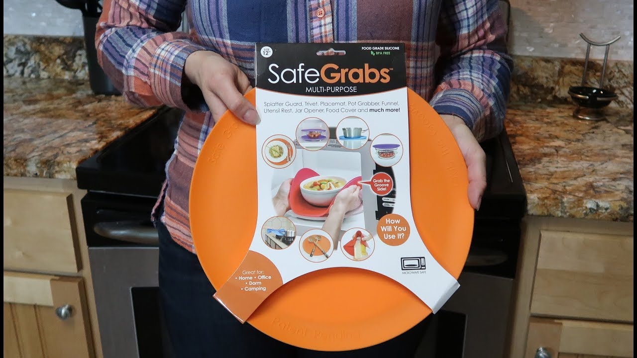 Safe Grabs: Multi-Purpose Silicone Original Microwave Mat from Shark Tank, Splatter Guard, Trivet, Hot Pad, Pot Holder, Kitchen Tool (BPA-Free, Heat  Resistant,…