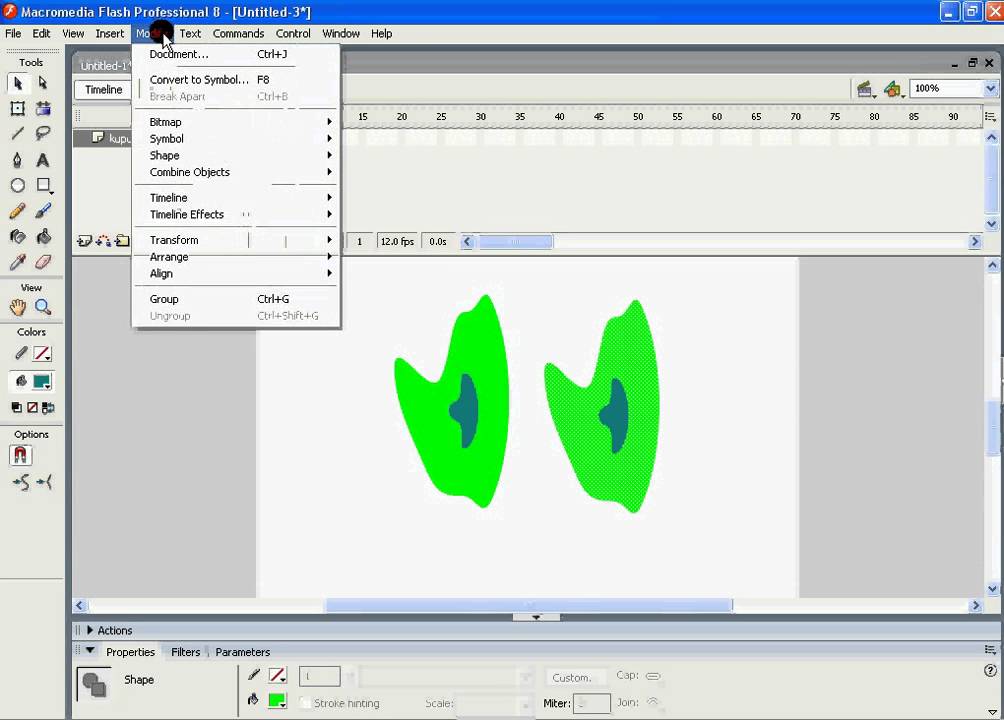 Animation in Macromedia Flash 8 - Butterfly pooping Basic