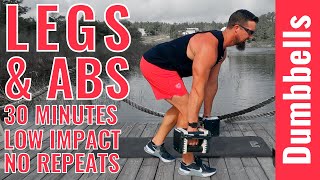 30 Minute Dumbbell Legs and Abs Workout - No Repeat - Low Impact