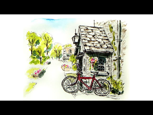 Freely watercolor】なんか平和そうな風景 - YouTube