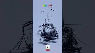 Charcoal Boat Sketch 🖤 | SSM Art #shorts