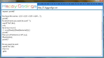 Program to calculate the sum of series c code example