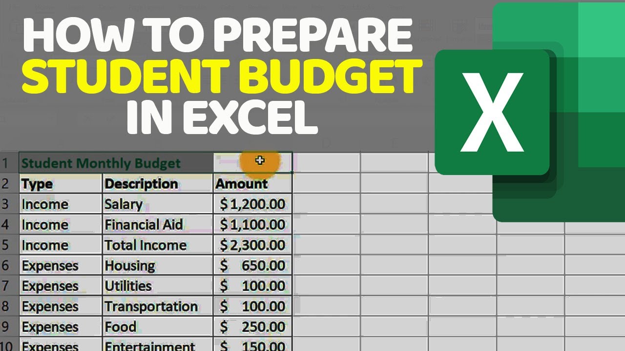 How To Prepare Student Budget In Excel - Step by Step Tutorial For The Student Budget Worksheet Answers