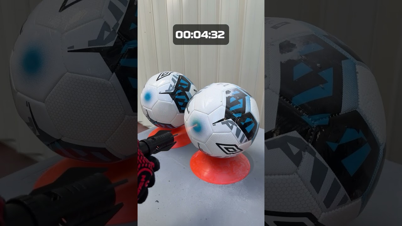 Мощная зажигалка против футбольного мяча