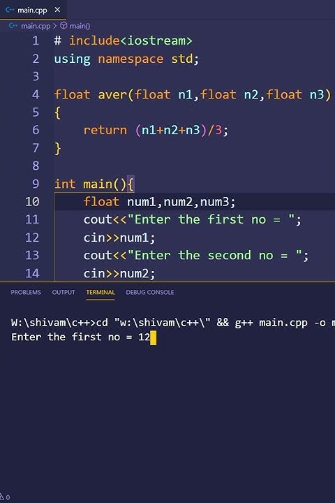 c++ program to find average of 3 numbers using function @PWOShivam ...