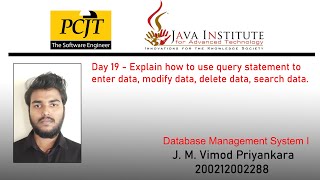 Database Management Systems I - Question set 19 | 1st Year | J.M.Vimod Priyankara | Java Institute