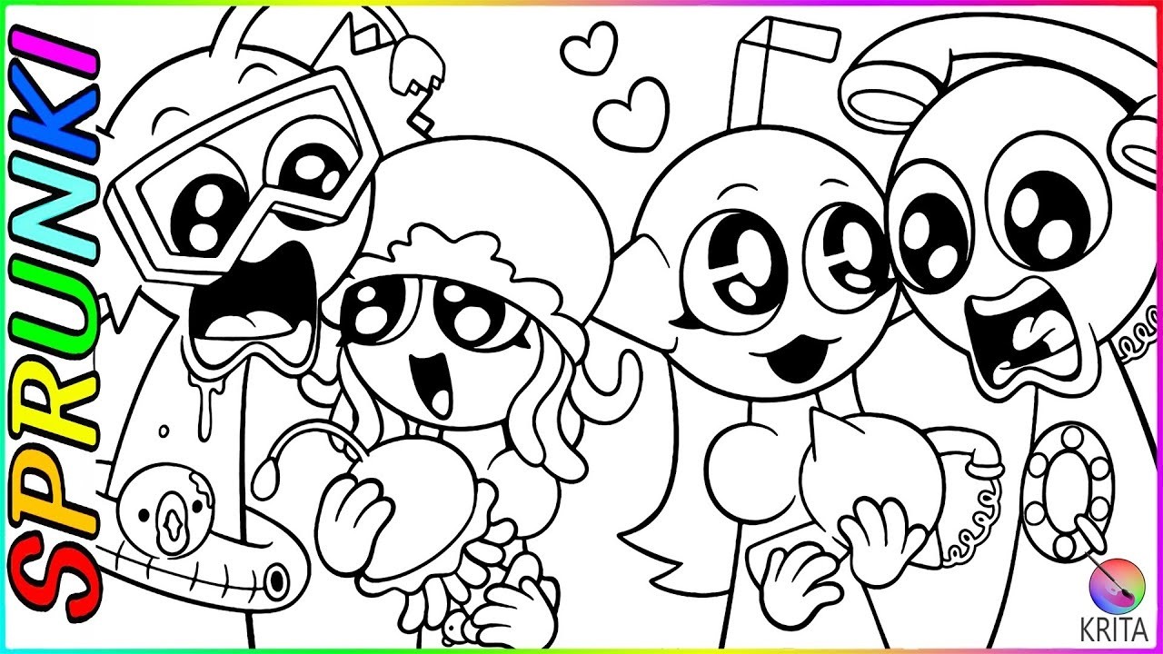 SPRUNKI LOVE HEART EDITION - Bailey x Aurelia & Aqua x Tele / НОВЫЕ РАСКРАСКИ