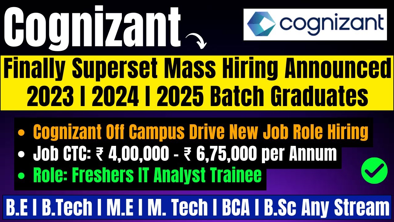 Finally Cognizant IT Analyst Trainee 3 Mass Hiring Announced OFF Campus ...