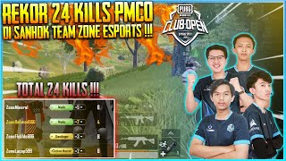 PMCO SANHOK NEW RECORD DI TEAM ZONE ESPORTS 24 KILLS !! PUBG MOBILE CLUB OPEN INDONESIA