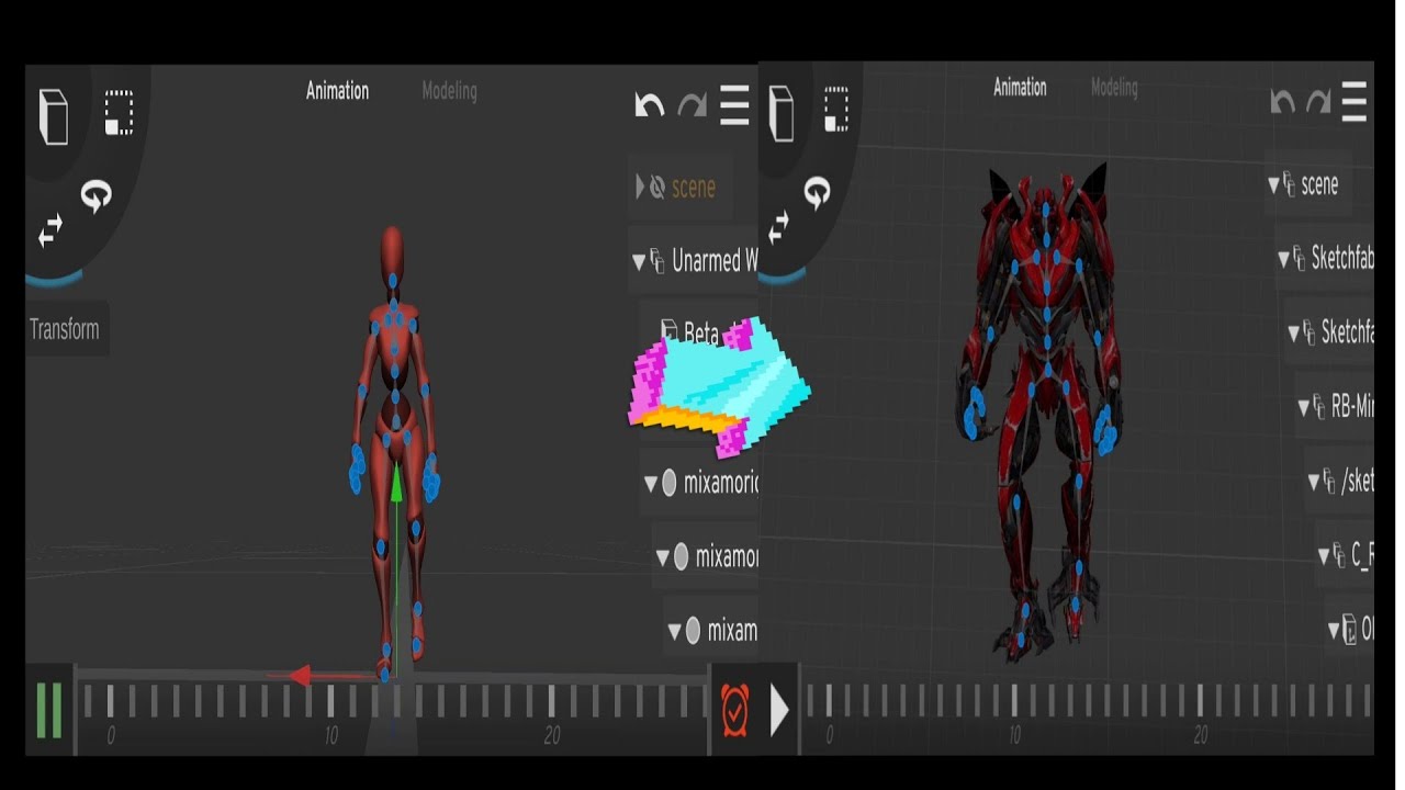 Retargating mixamo animations in prisma 3d: prisma 3d 2.0.0b10