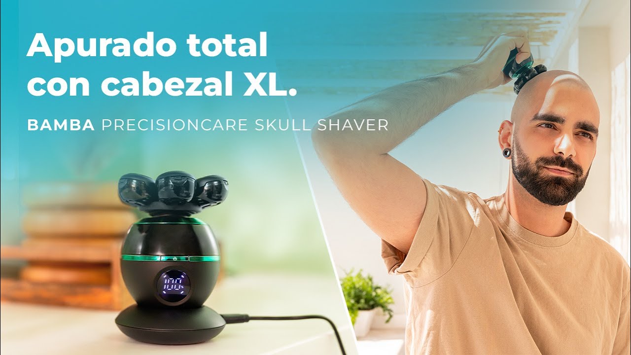 Máquina de cortar cabelo Bamba PrecisionCare Skull com 7 lâminas flutuantes, tela e base de carregamento