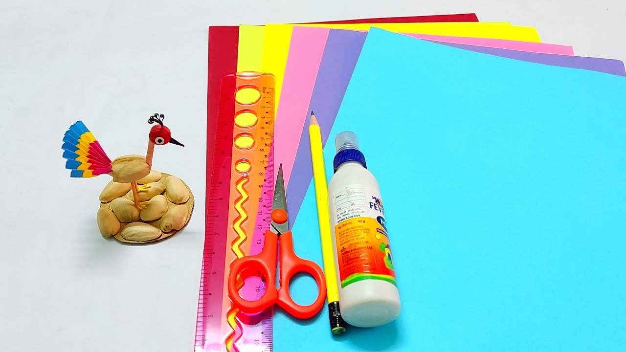 How to make bird with pista shells | pista shell craft - YouTube