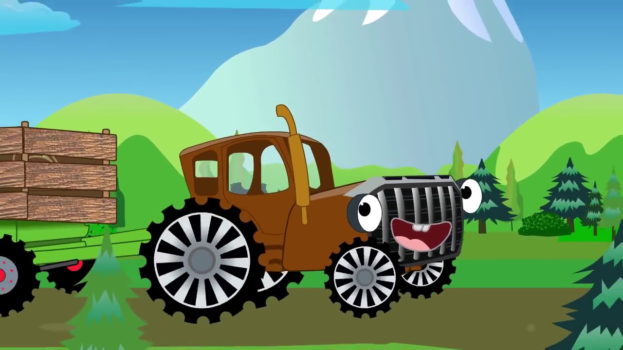 Детская песенка по полям трактор. Синий трактор пополям пополям. Трактор мультяшный.