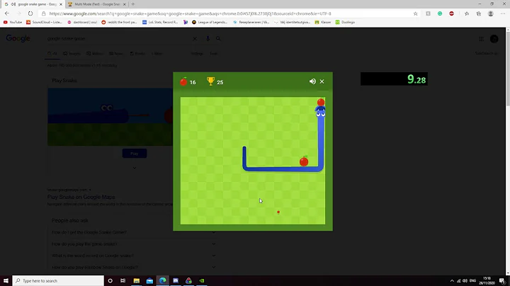 Google Snake Game Speedrun Multi Mode (Fast) 25 Apples 3 Apples 15.35