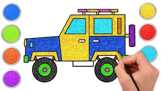 Easy Jeep Drawing | How To Draw A Jeep | जीप kaise banate hain | Step-by-Step Coloring for Kids
