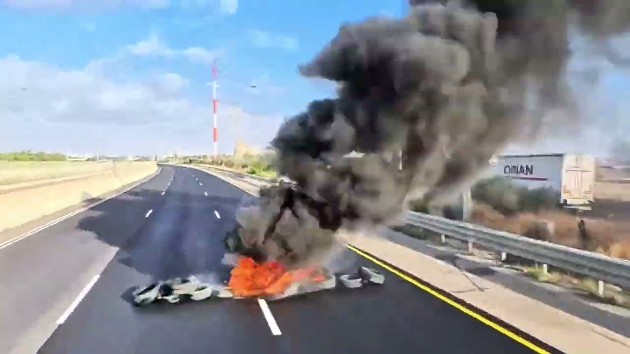 Burning Tires Block Israeli Highway Amid Anti-War Protests
