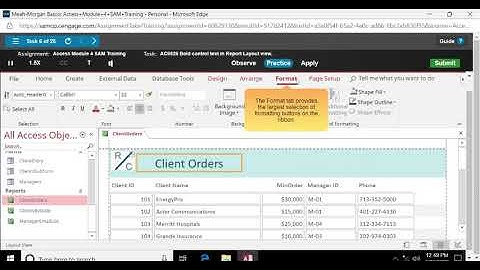 MindTap - Cengage Access how to bold control text in Report Layout view