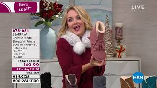 BEARPAW Christie Suede Sheepskin Fringe 