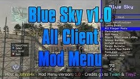 MW2 BLUE SKY MOD MENU TU8 AND MORE