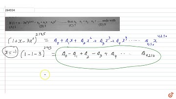 If `(1+x-3x^2) = a_0+a_1 x+a_2 x^2+...` then `a_0-a_1+a_2-..` ends with