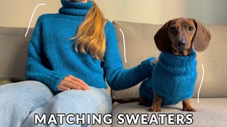 I knit my mini dachshund a matching dog sweater