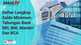 DAFTAR LENGKAP SALDO MINIMUM TABUNGAN BANK BRI, BNI, MANDIRI, DAN BCA.