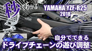 【ヤマハYZF-R25 2018年モデル編】チェーン遊び調整交換【前モデル正立サスモデル】