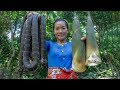 Awesome cooking snake soup with bamboo shoot recipe  eating snake soup so delicious