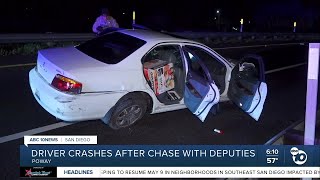 Chase from Poway to Escondido ends in crash, 2 arrests