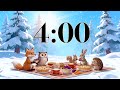 4 Minute Winter Classroom Timer ❄️ Cozy December Countdown, Snowy Party, & Holiday Acoustic Music
