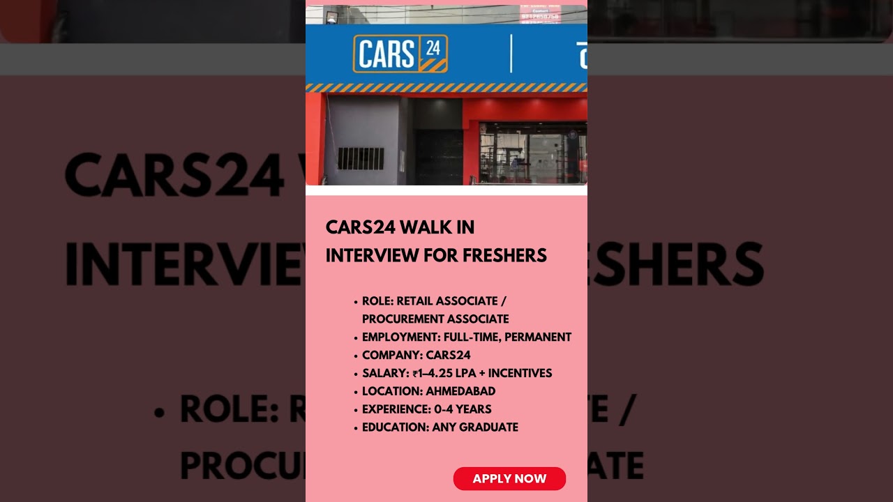 Cars24 Walk in Interview for Freshers | Link in Description 