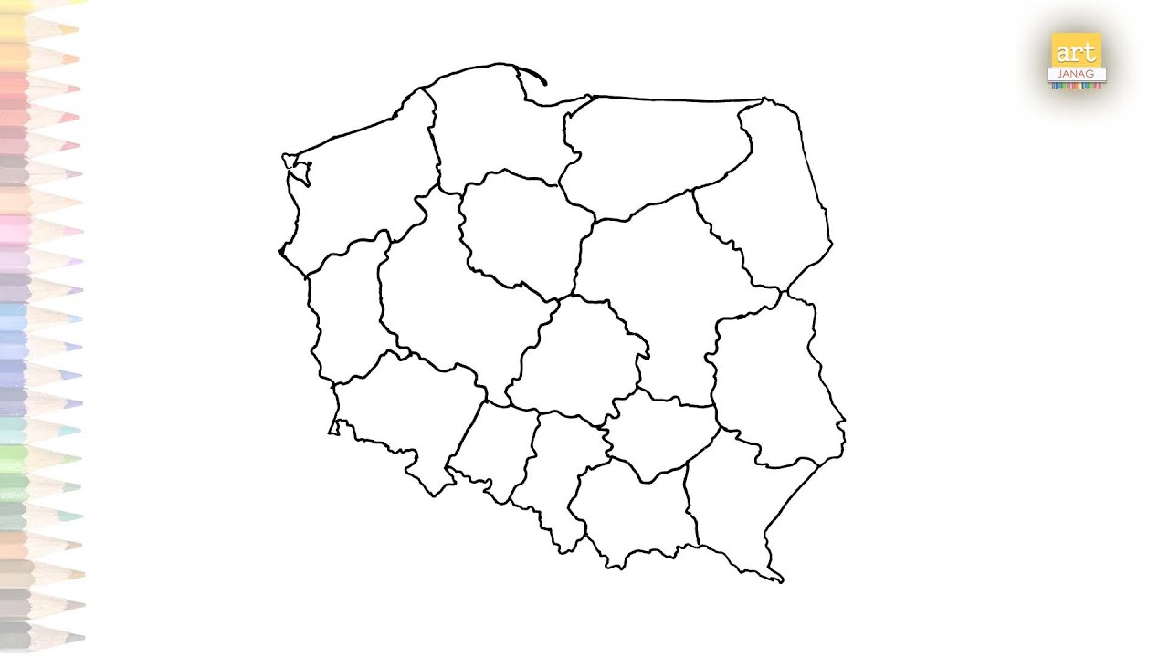 Kontury Polski Do Wydrukowania A4 - Poland Map outline drawing with regions | Rysunek mapy Polski | How to