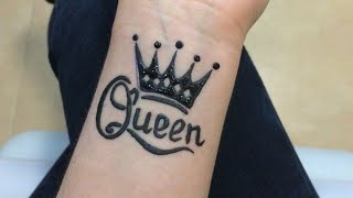 Crown tattoo with henna || new mehndi tattoo 2020 || stylish tiara tattoo  with mehndi - YouTube