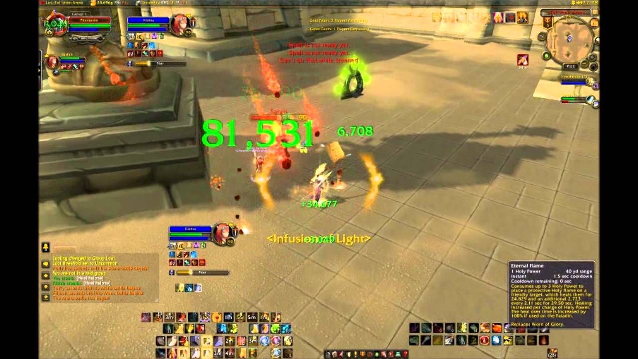 WoW Arena - Holy Paladin & Destro Lock vs. Arms Warrior & Ret Pally
