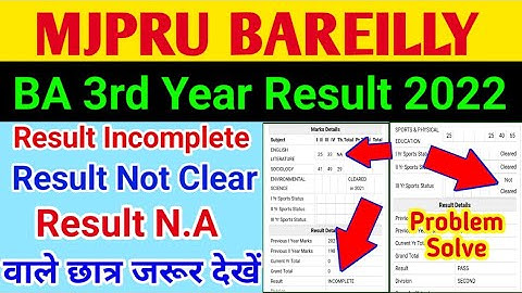 mjpru ba final result 2022 | result Incomplete | not clear | NA Problem solve | mjpru result 2022