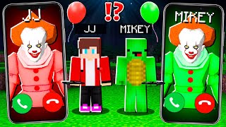 JJ Pennywise vs Mikey Pennywise CALLING to JJ and MIKEY at NIGHT  in Minecraft Maizen