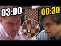 Magnus Carlsen is LATE But He BEATS Grandmaster w/ONLY 30 SECONDS (FULL GAME)