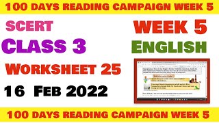 Class 3 English Week 5 worksheet 25 English week 5 answer class 3 Reading Campaignweek 5( 16-2-22)