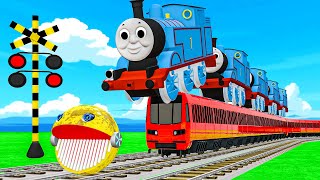 踏切アニメ】あぶない電車 Longest Thomas TRAINS  Fumikiri 3D Railroad Crossing Animation