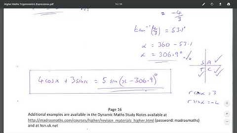 Higher Maths trigonometric Expressions Lesson 6C Wave Function Ex 2I