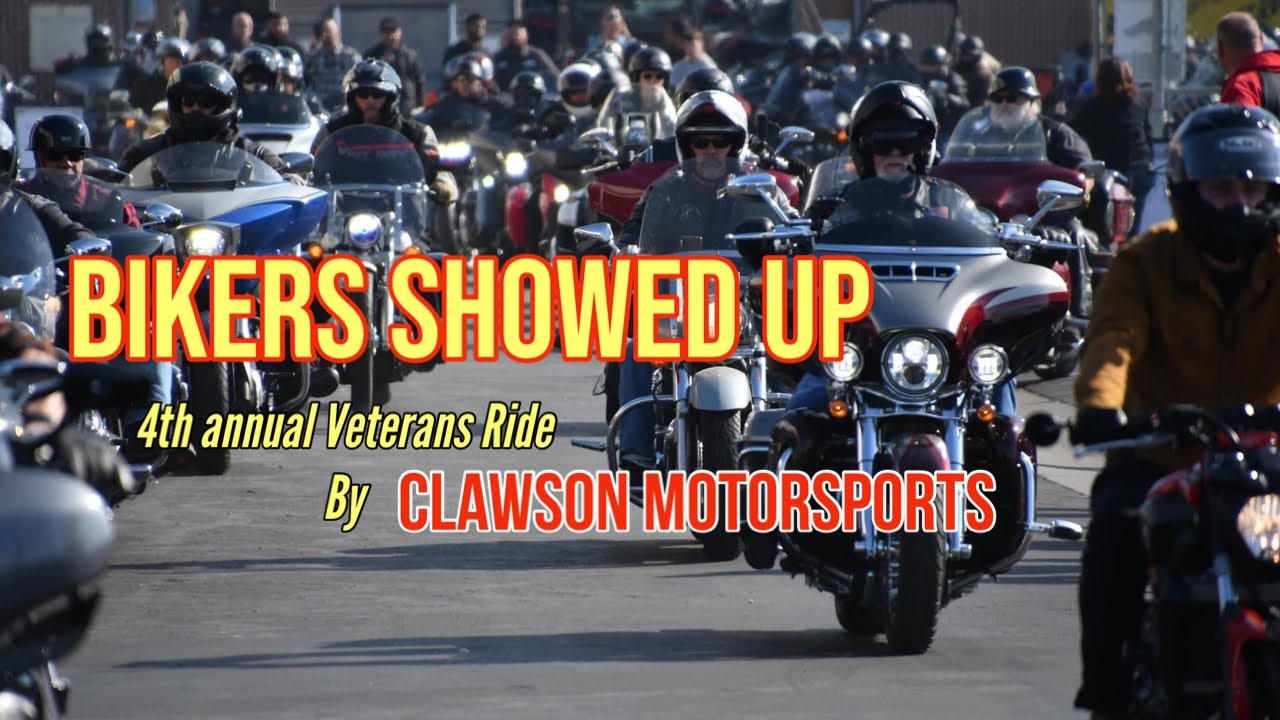Veteran Day motorcycle ride at Clawson Motorsport dealer. Harley Indian Triumph Honda Yamaha Suzuki
