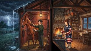 🌧️ Stormy Ranch Morning | Rain on Tin Roof, 🐎Wood Stove Fire, Cozy Farm Life & Slow Living Sounds screenshot 5