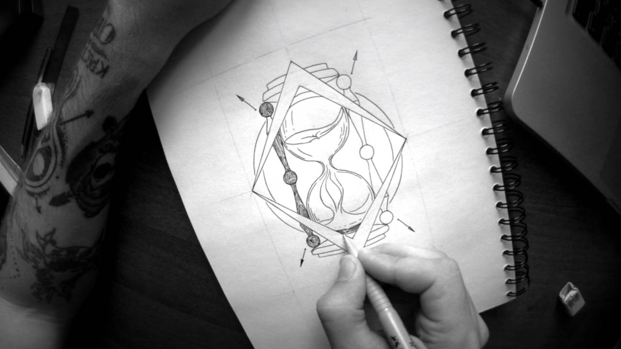 Draw An Hourglass In Style Linework Timelapse Youtube