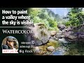 Watercolor healing landscape painting | How to paint a valley where the sky is visible [ART JACK]