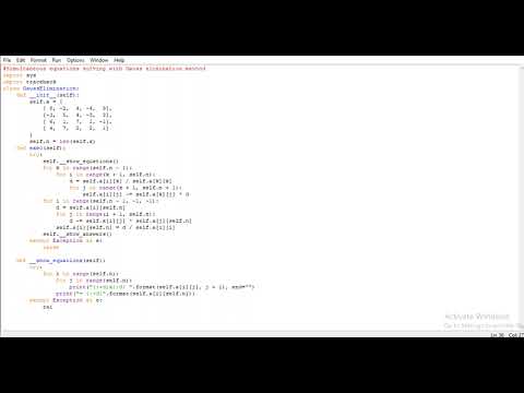 Simultaneous equations solving with Gauss elimination method