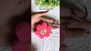 Diy aesthetic flower Keychain #keychain #diykeychain #woolenflower #crafts #diy #handmadekeychain