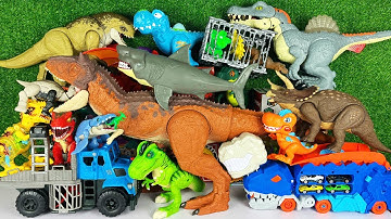 Unboxing Review ASMR Jurassic World Colorful Dinosaur T-rex Spinosaurus D-rex Triceratops Dino Truck