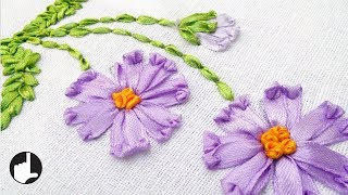 How To Make Ribbon Embroidery Design by Hand |  HandiWorks #36
