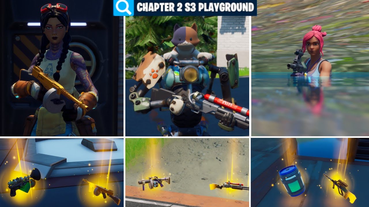 Every Fortnite *CHAPTER 2 SEASON 3* Boss,Mythic and Vault!(map by 