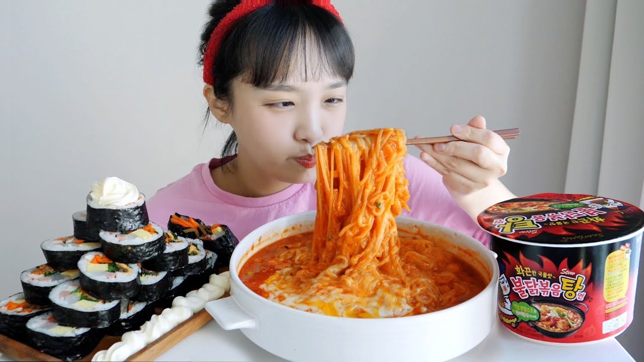 꾸덕찐덕 쫄면 불닭볶음탕면 먹방 _ 세상 최고봉 매움 빌런🥵🔥극한의 매움에 도전해보세요 :D